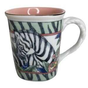 Takahashi San Francisco Mug Japan Zebra and Parrot Animal Print Square Round